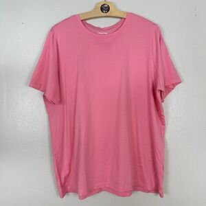 Lands' End Women's 1X T-Shirt Pink 100% Cotton Short Sleeve Crew Neck NEW